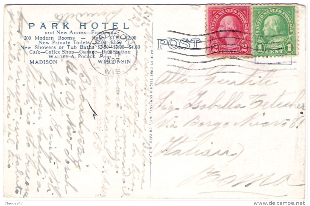 1927 Post Card Park Hotel Madison WI - Madison