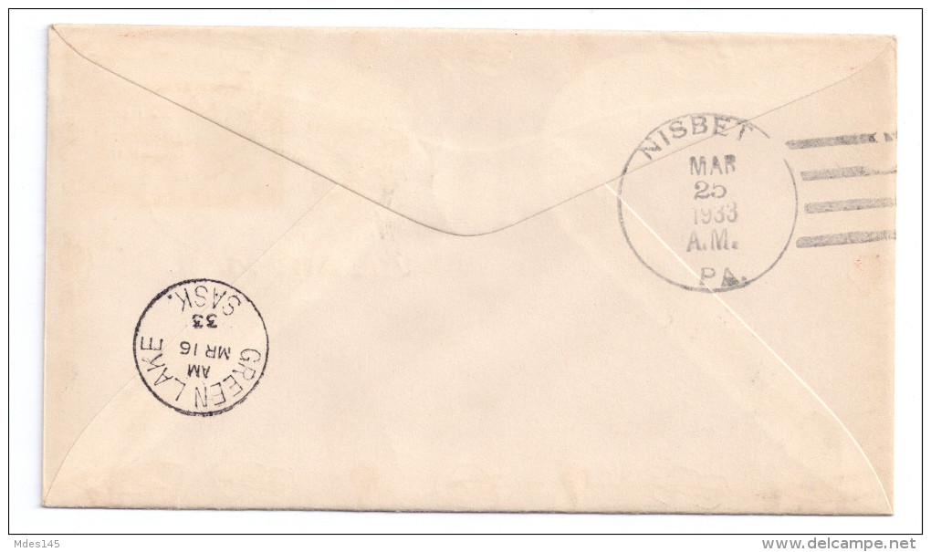 1933 Canada First Flight Cover Big River To Green Lake FFC Balloon Zeppelin Biplane Envelope - First Flight Covers