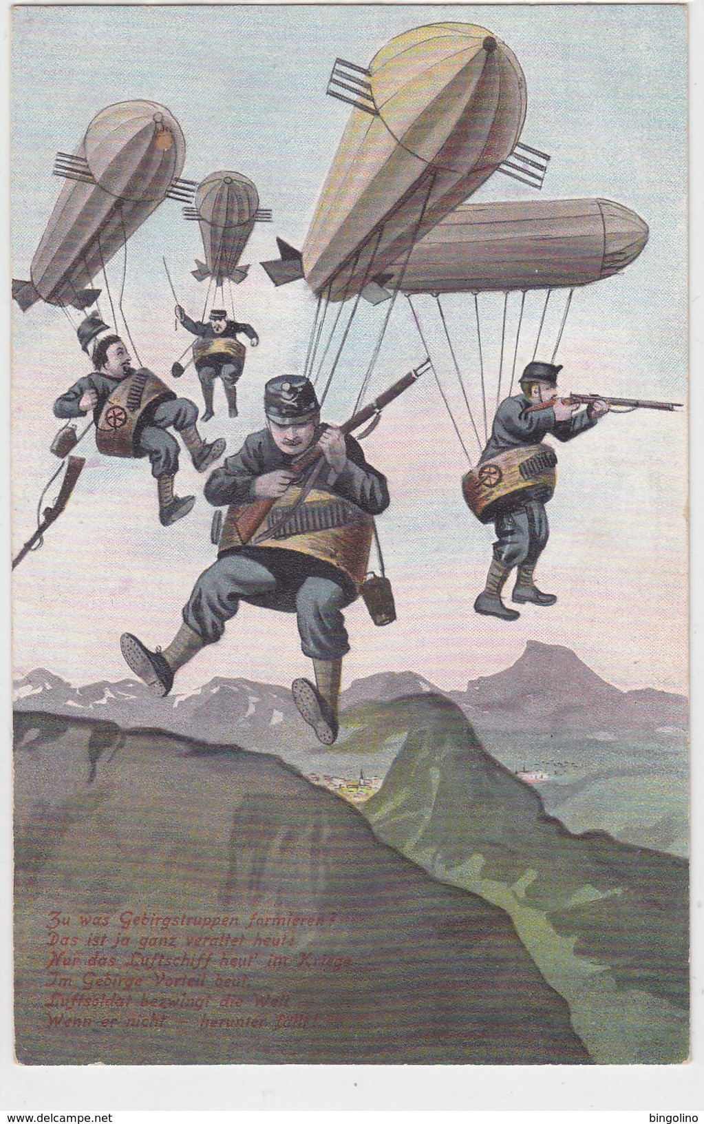 Schweiz. Gebirgstruppen Im Zeppelinangriff - Interessanter Stempel - 1914     (P5-10401) - Material