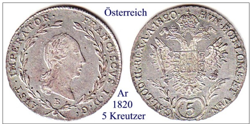 Österreich-1820 B, 5  Kreutzer - Austria