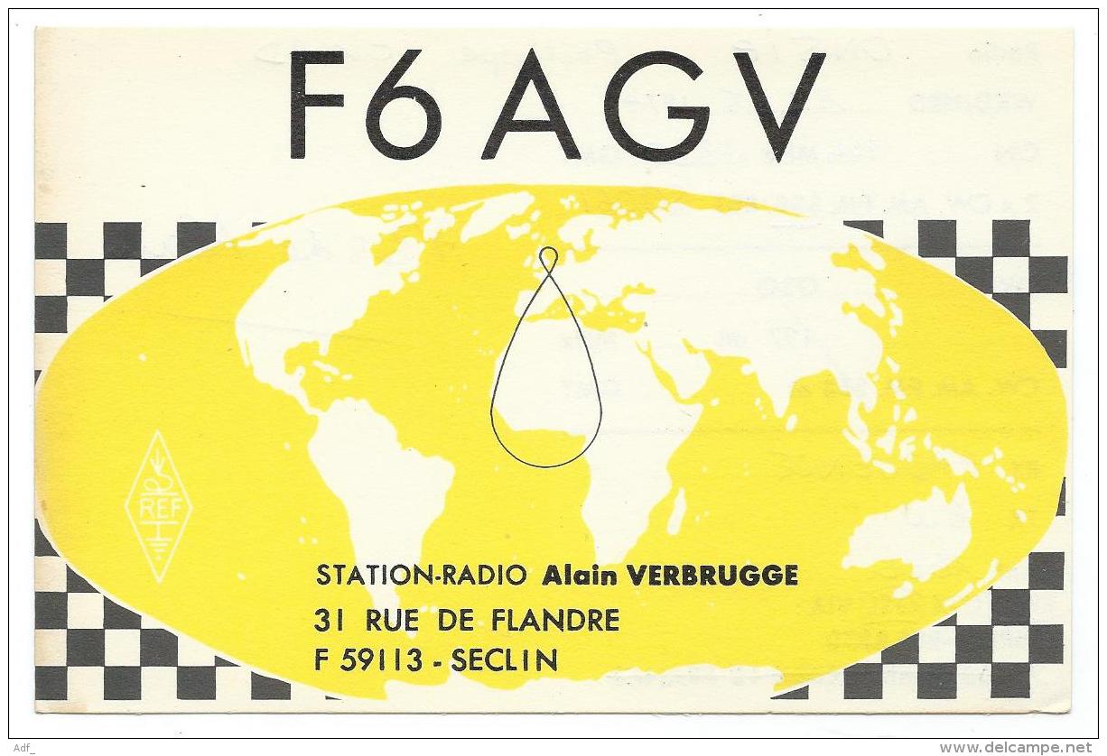 CARTE QSL FRANCE F6 AGV, RADIO AMATEUR, STATION RADIO SECLIN, NORD 59 - Radio Amateur