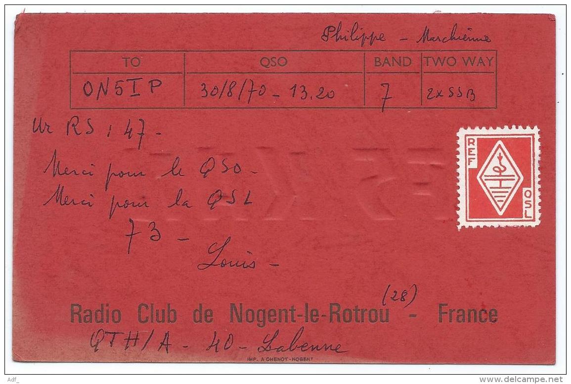 CARTE QSL FRANCE F5 KAN, RADIO AMATEUR, RADIO CLUB DE NOGENT LE ROTROU, EURE ET LOIR 28 - Radio Amateur