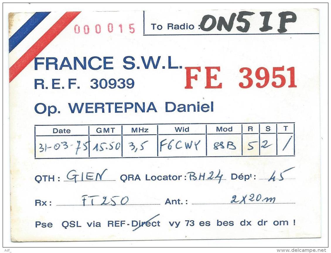 CARTE QSL FRANCE FE 3951, RADIO AMATEUR - Radio Amateur