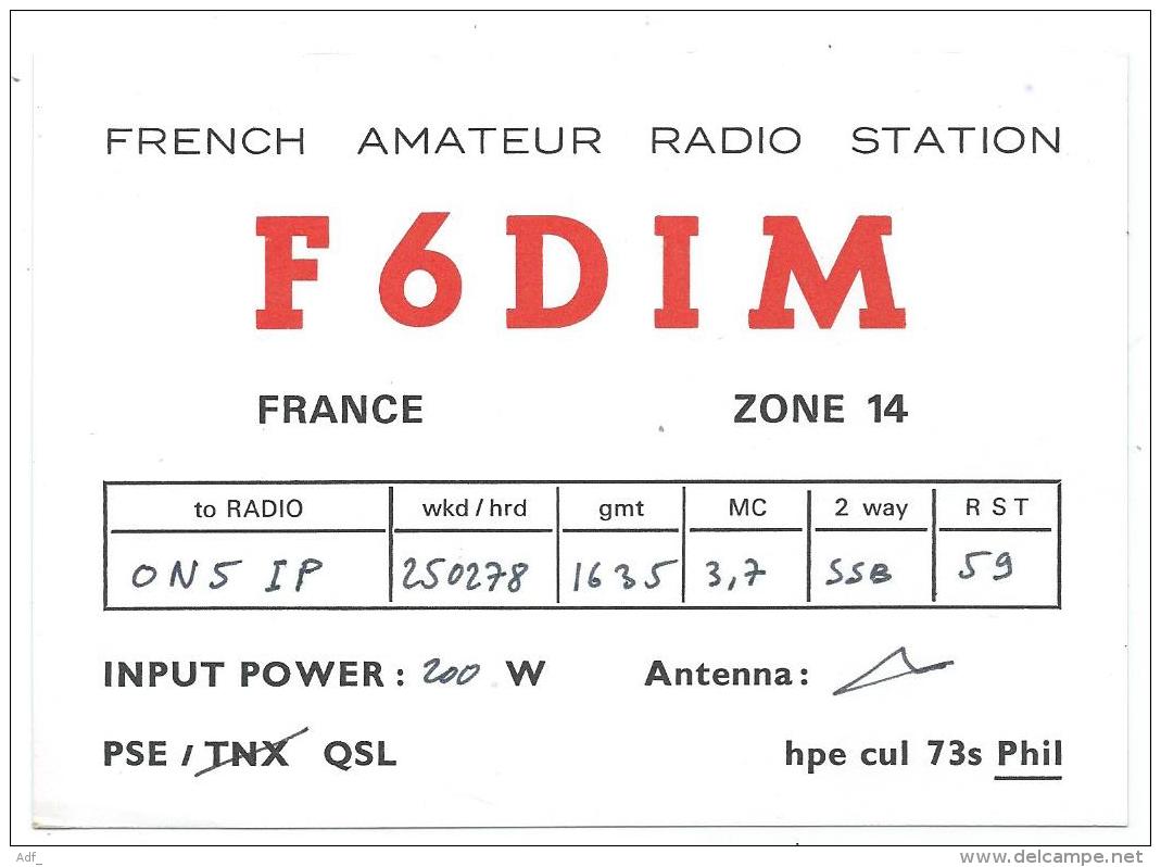 CARTE QSL FRANCE F6DIM, RADIO AMATEUR, FRENCH AMATEUR RADIO STATION, VERQUIN, PAS DE CALAIS 62 - Radio Amateur