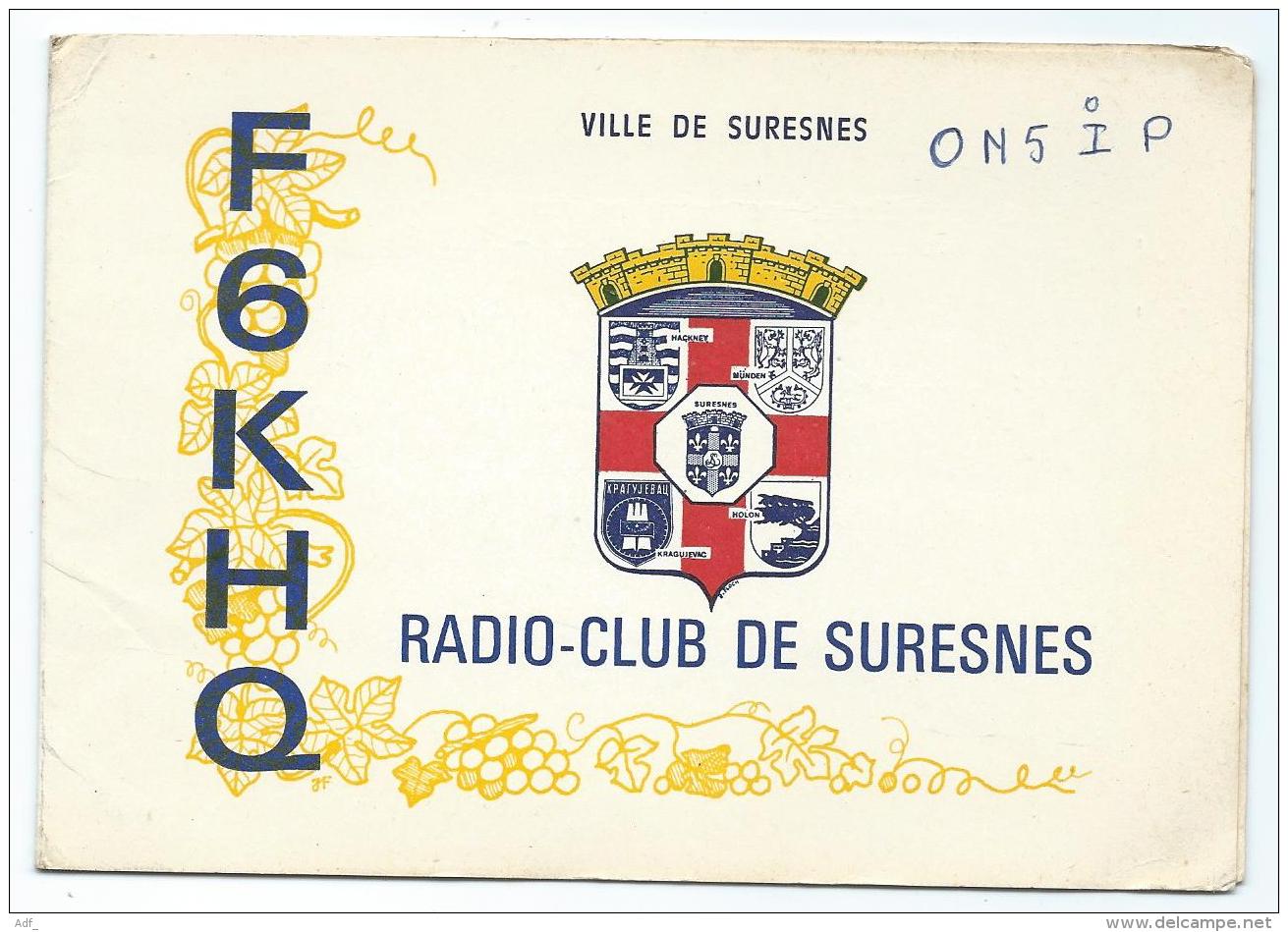 CARTE QSL FRANCE F6KHQ, RADIO CLUB DE SURESNES, HAUTS DE SEINE 92 - Radio Amateur