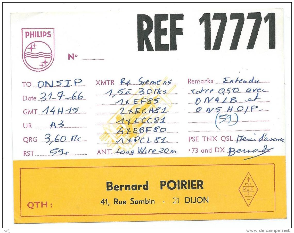 CARTE QSL FRANCE REF 17771, RADIO AMATEUR, DIJON, COTE D'OR 21 - Radio Amateur