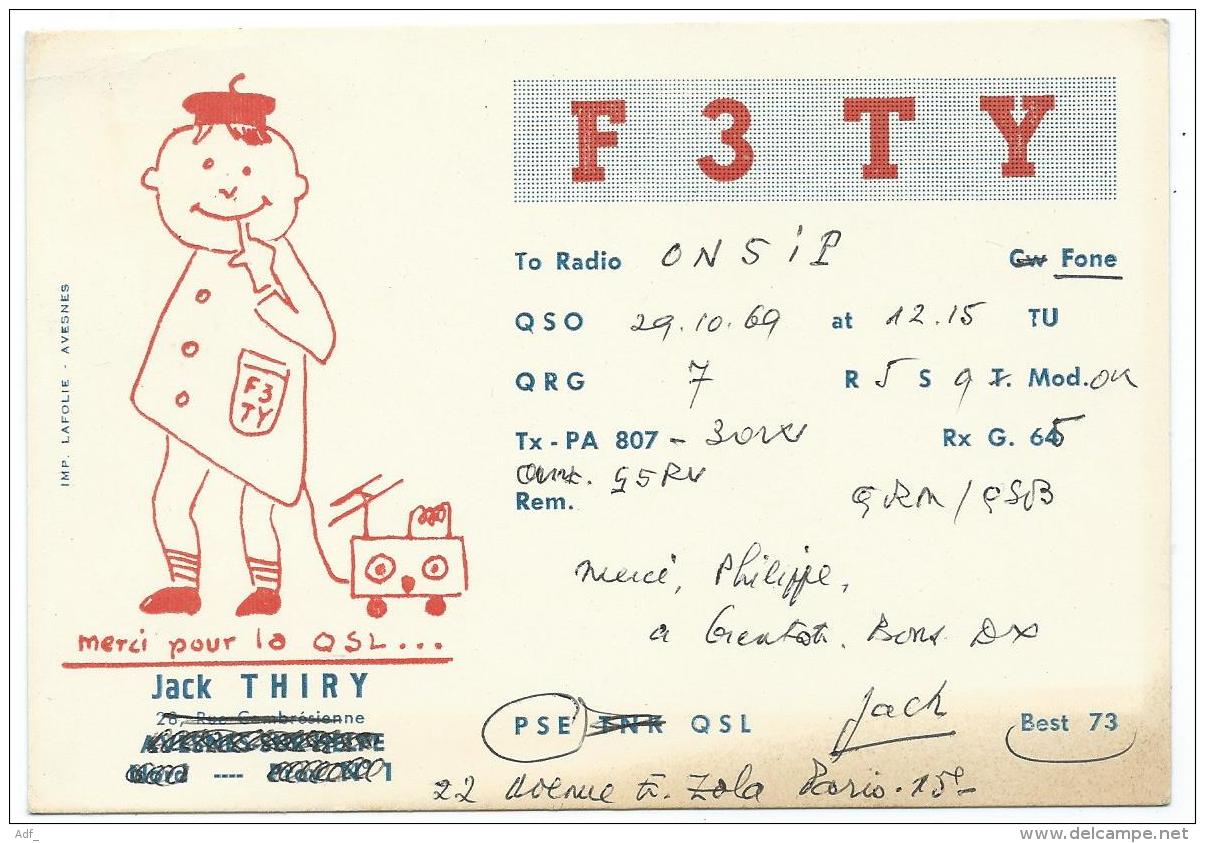 CARTE QSL FRANCE F3TY, RADIO AMATEUR, PARIS 75 - Radio Amateur