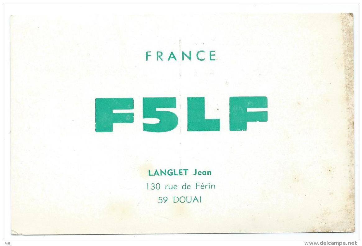CARTE QSL FRANCE F5LF, RADIO AMATEUR, DOUAI, NORD 59 - Radio Amateur