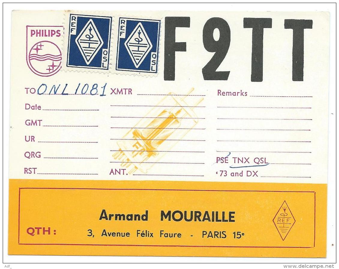 CARTE QSL FRANCE F2TT, RADIO AMATEUR, PARIS 15e - Radio Amateur