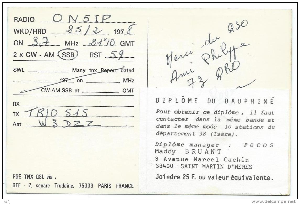 CARTE QSL FRANCE F6AHK, RADIO AMATEUR, SASSENAGE, ISERE 38 - Radio Amateur