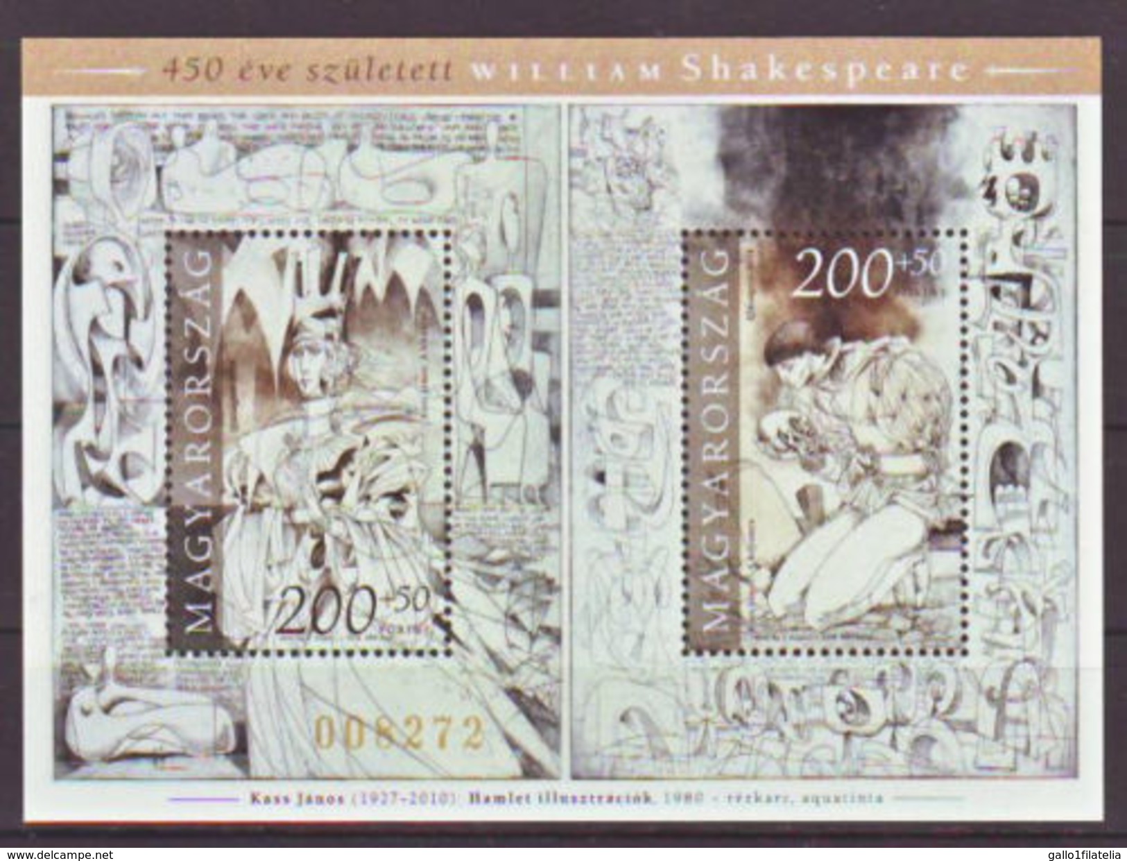 2014 - UNGHERIA / HUNGARY - 450° ANNIVERSARIO DELLA NASCITA DI WILLIAM SHAKESPEARE. MNH - Unused Stamps