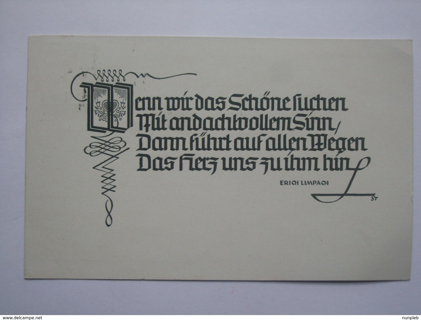 GERMANY 1941 POSTCARD WITH LUFTPOST ILLUSTRATED SLOGAN POSTMARK HAMBURG `ERICH LIMPACH` - Briefe U. Dokumente