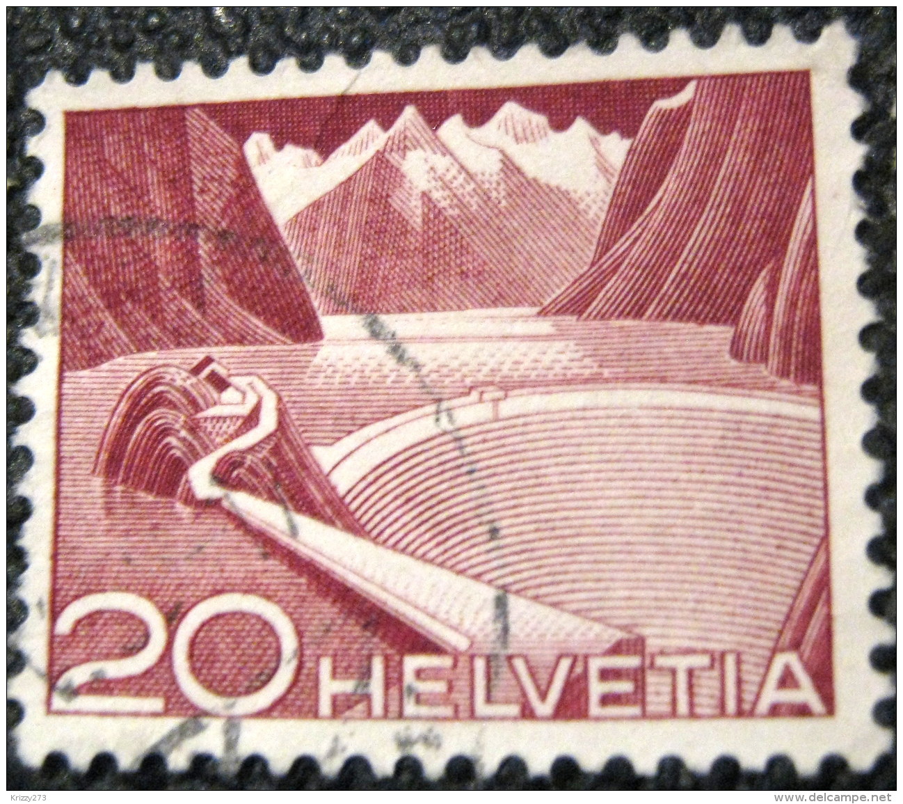 Switzerland 1949 Grimsel Reservoir 20c - Used - Gebraucht