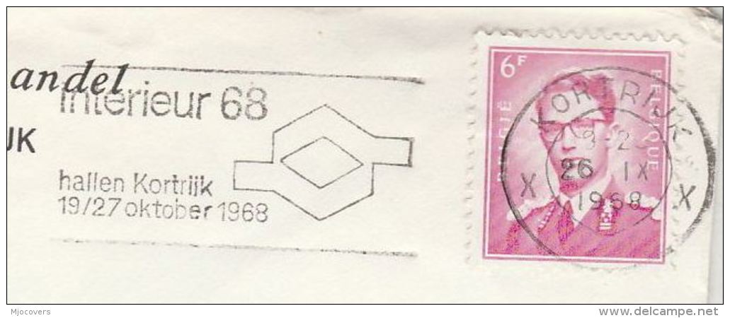 1968 BELGIUM Stamps COVER SLOGAN  Pmk INTERIEUR 68 HALLEN KORTRIJK - Covers & Documents