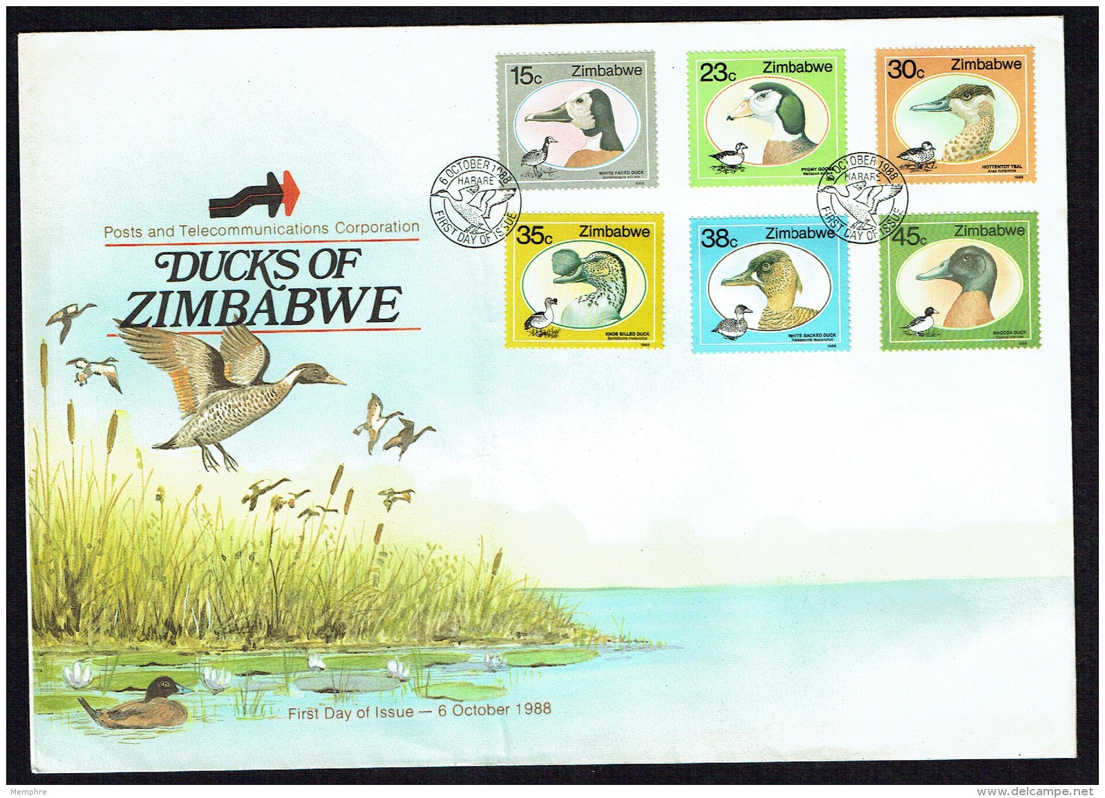 1988  Ducks    Complete Set On Single  Unaddressed  FDC - Zimbabwe (1980-...)