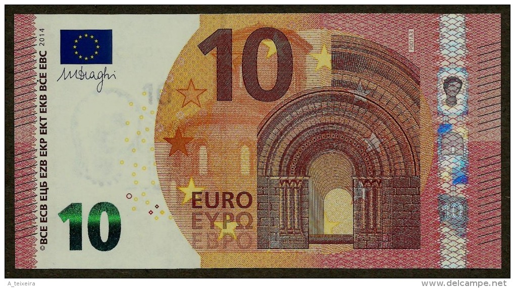 Netherlands - P - 10 Euro - P001 A3 - PA0180344222 - Draghi - UNC - 10 Euro