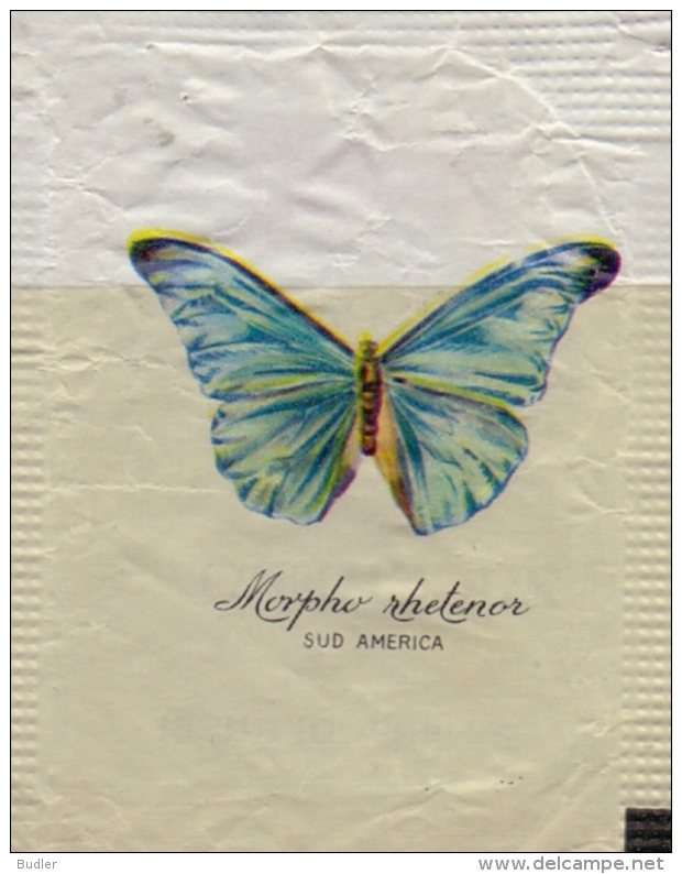 ITALIA : Suikerzakje/Sachet De Sucre/Sugar Package : VLINDER,PAPILLON,BUTTERFLY,  ## Morpho Rhetenor - SUD AMERICA ## - Suiker