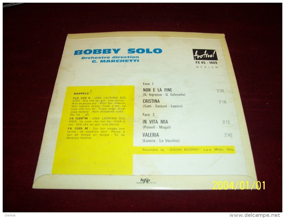 BOBBY  SOLO  °  NON E LA FINE - Other - Italian Music