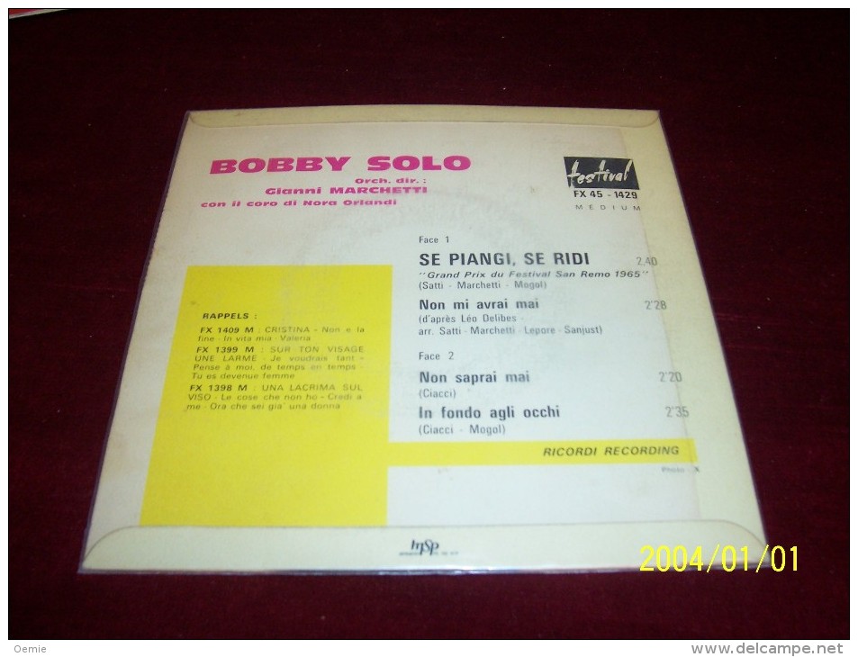 BOBBY  SOLO  °  SE PIANGI SE RIDI - Other - Italian Music