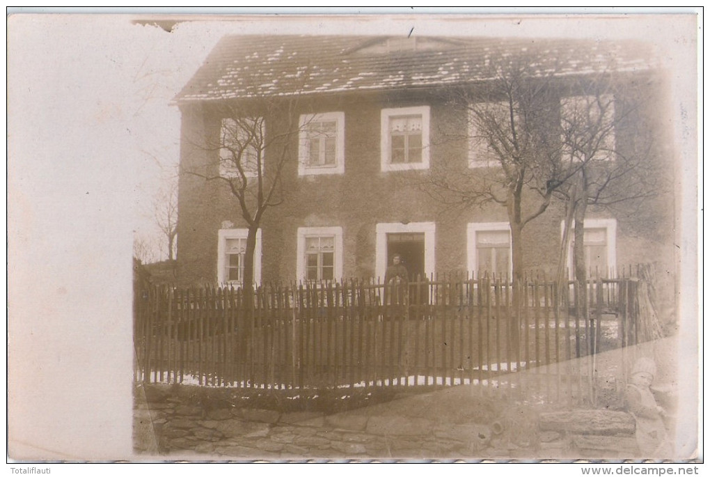 LÖßNITZ Erzgebirge Einzelhaus Lössnitz Belebt Original Private Fotokarte Im Winter 13.6.1914 Ortsstempel FREIBERG - Loessnitz