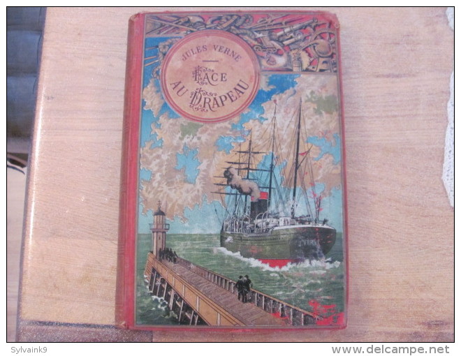 Jules Verne Hetzel Steamer Voyages Extraordinaires Face Au Drapeau Magnier Fils Rel - 1801-1900