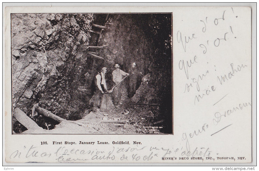 GOLDFIELD (NV Nevada) - First Stope - January Lease - Chercheur D´or - Orpaillage - Gold Digger - Real Picture Postcard - Andere & Zonder Classificatie