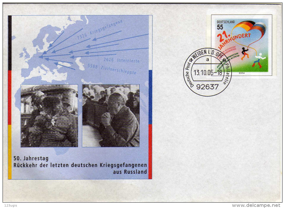 BRD, 2005, Sonderumschlag USo 105, 50 Jahre Rückkehr Der Letzten Deutschen Kriegsgefangen, FDC [091016KIV] - Sobres - Usados