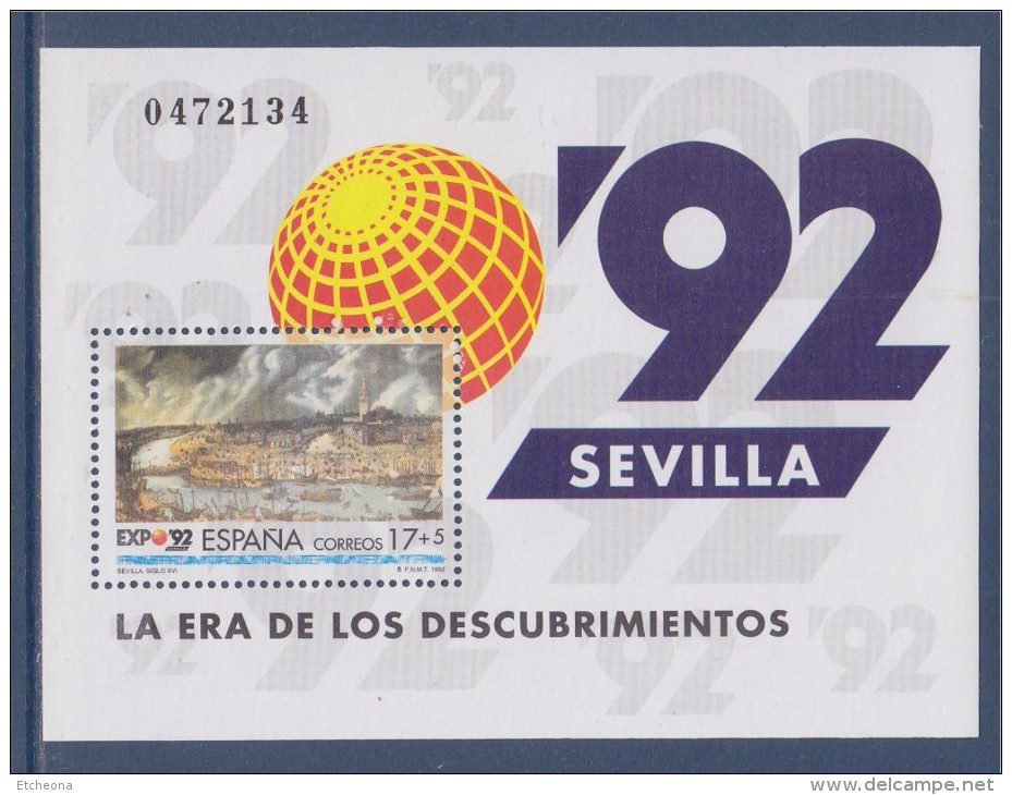 = Bloc Sevilla92, La Era De Los Descubrimientos, Espagne, L'Ere Des Découvertes, 1 Timbre Neuf Gommé Expostion Séville - Blocs & Hojas