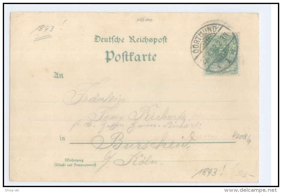N7183-4600/ Fredenbaum Dortmund 1893 Litho AK - Sonstige & Ohne Zuordnung
