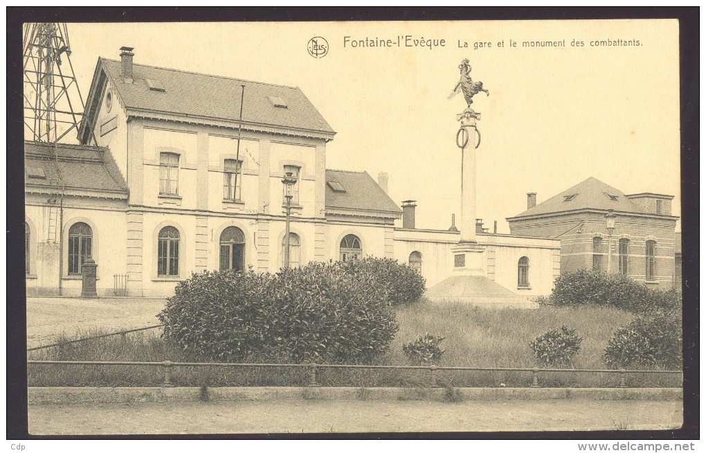 Cpa Fontaine L Eveque    1937   Gare - Fontaine-l'Evêque