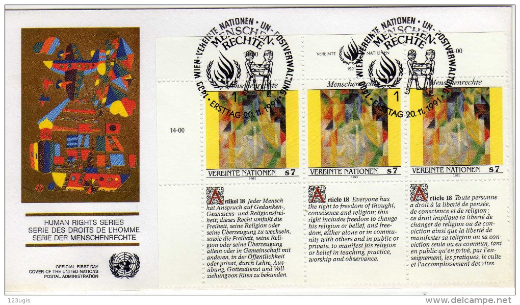 Vereinte Nationen, Wien, 1991 Mi 109, FDC [091016KVI] - Sonstige & Ohne Zuordnung