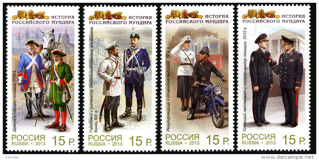 2013 4v Russia Russland Russie Rusia Ryssland Mi 1979-1982 Uniforms Of The Ministry Of The Interior Set  MNH ** - Unused Stamps