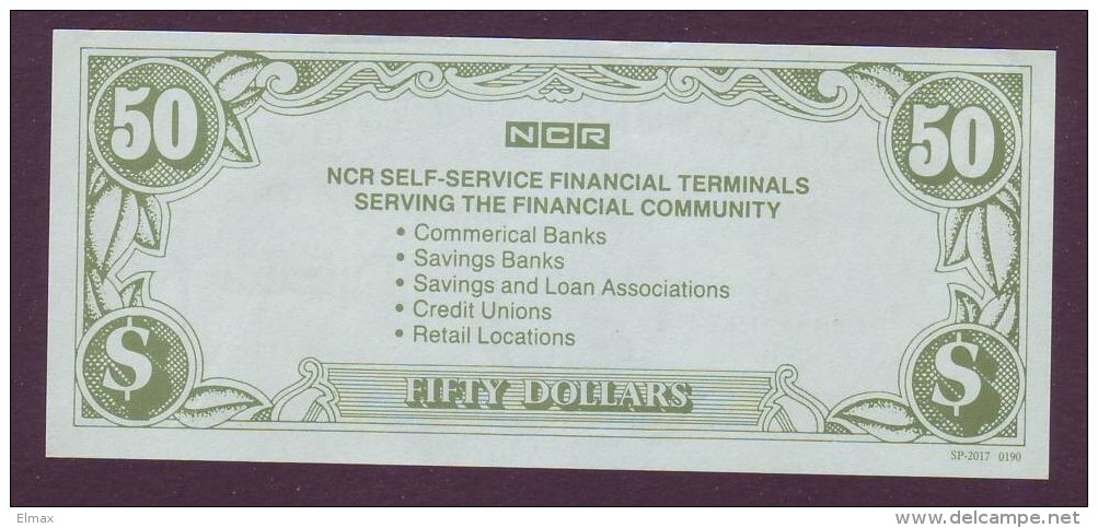 Test Note  " NCR" 50 $,Type A, Matt,both Sides ,UNC Rare - Other & Unclassified