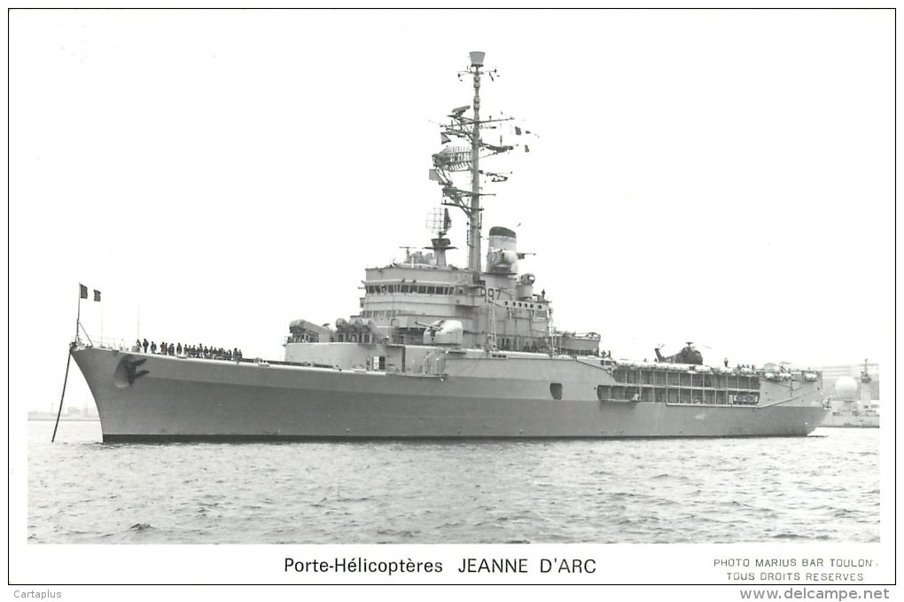 PORTE HELICOPTERE JEANNE D'ARC  PHOTOGRAPHE TOULON MARIUS BAR NAVIRE DE GUERRE PAQUEBOT BOAT TRANSPORT BATEAU - Guerre