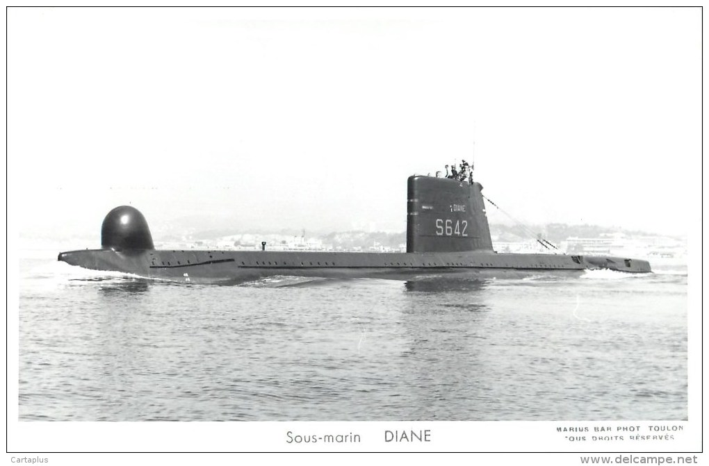 SOUS MARIN DIANE PHOTOGRAPHE TOULON MARIUS BAR NAVIRE DE GUERRE  PAQUEBOT BOAT TRANSPORT BATEAU - Submarines