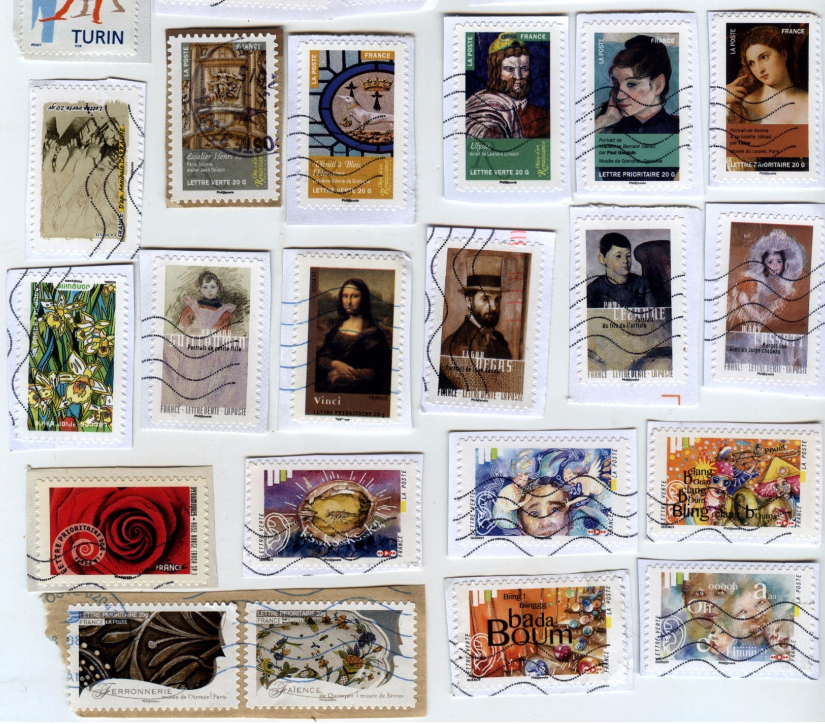 Lot De 131 Timbres FRANCE Oblitérés Collés - Série Et Thèmes Variés BD Sport Monument Ville Personnalités Art Animaux .. - Autres & Non Classés