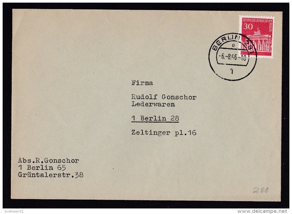 Germany-Berlin: Cover, 1966, Single Franking (traces Of Use) - Brieven En Documenten