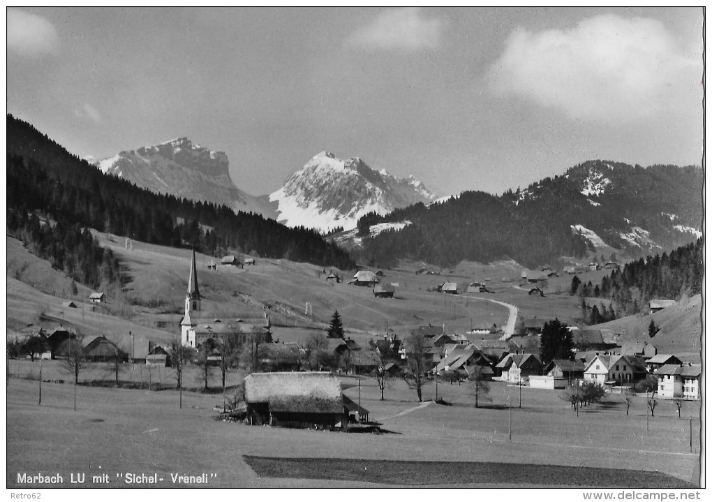 MARBACH &#8594; Ein Kleines Dorf Mit "Sichel- Vreneli", Fotokarte Ca.1960 - Marbach