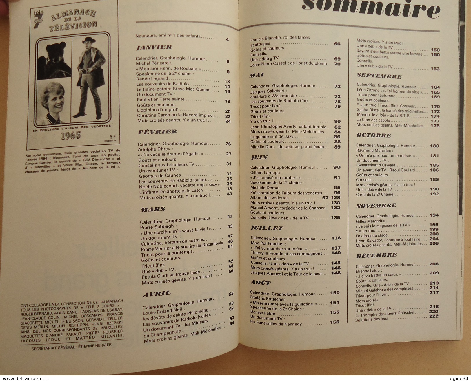 Almanach De La Télévision  -  Télé 7 Jours  - 1965 - En Couleurs L'Album Des Vedettes - Télévision