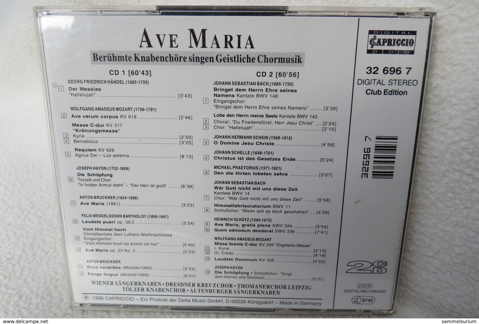 2 CDs "Ave Maria" Berühmte Knabenchöre Singen Geistliche Chormusik - Chants Gospels Et Religieux