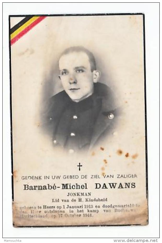 Lot 2 Dp Barnabé-Michel DAWANS Jonkman (1 Met & 1 Zonder Foto) Heers 1913 Doodgemarteld Buchenvald Duitsland 1944 Oorlog - Images Religieuses