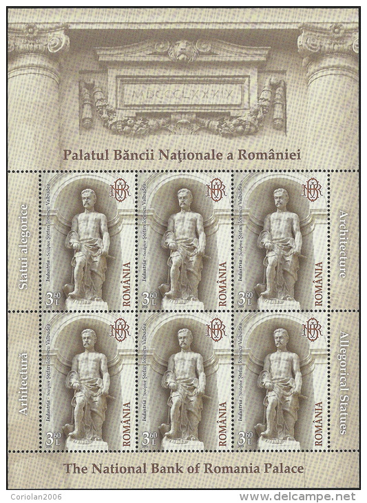 Romania 2013 / National Bank - Architecture - Allegorical Statues / Set 4 MS - Unused Stamps