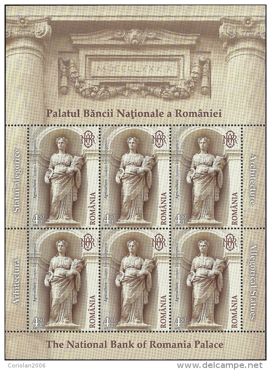 Romania 2013 / National Bank - Architecture - Allegorical Statues / Set 4 MS - Nuovi