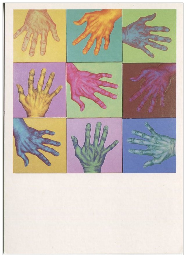 Go-Card Postcard, Hands, Oil On Canvass By Lise Urwald - Contemporain (à Partir De 1950)