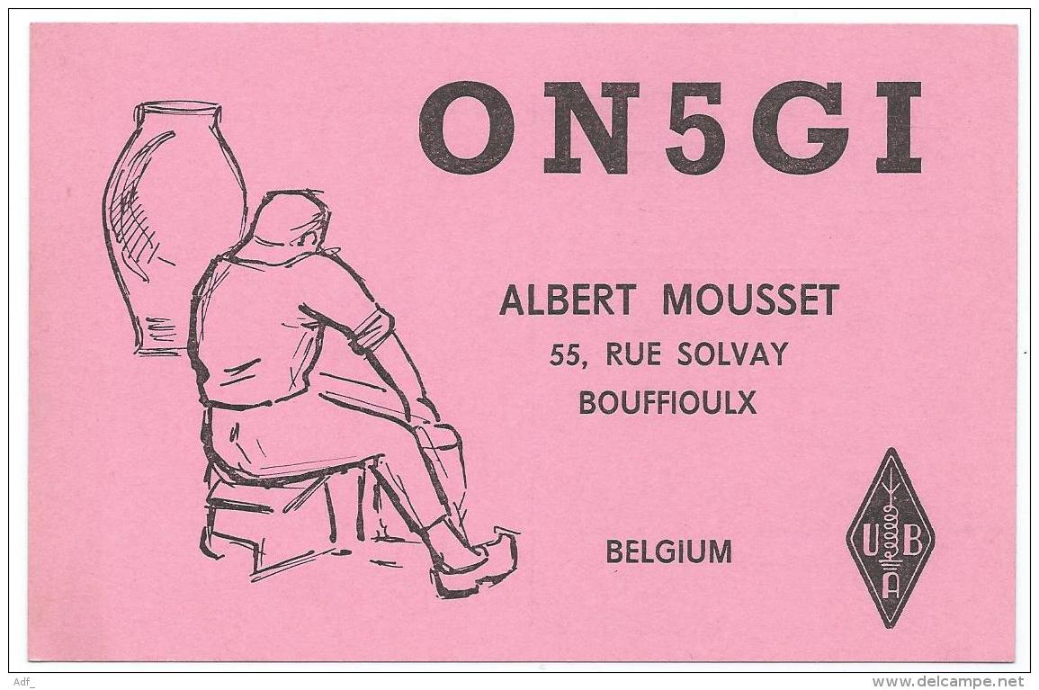 CARTE QSL BELGIQUE ON5GI, RADIO AMATEUR, BOUFFIOULX, CHATELET, PROVINCE DE HAINAUT - Radio Amateur