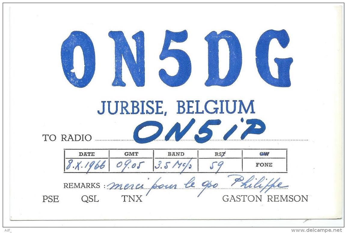CARTE QSL BELGIQUE ON5DG, RADIO AMATEUR, JURBISE, PROVINCE DE HAINAUT - Radio Amateur