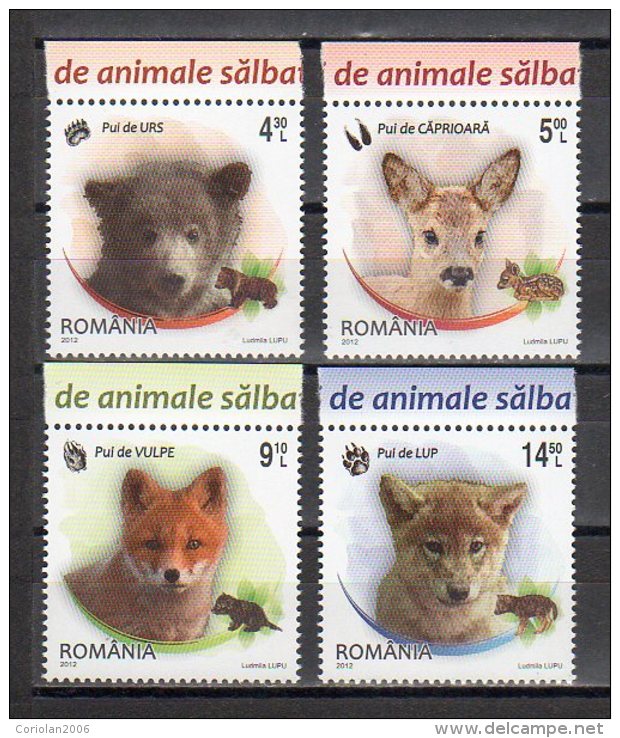 Romania 2012 / Wild Cubs / Set 4 Val - Unused Stamps