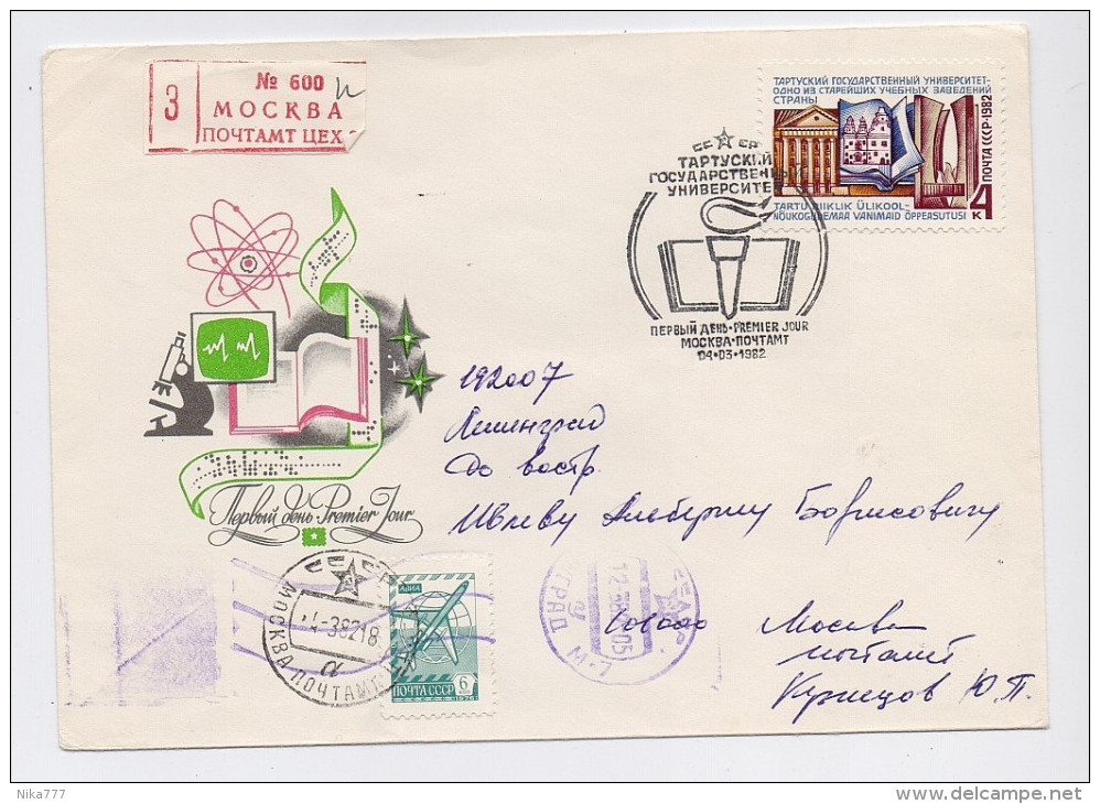 MAIL Post Used FDC Cover USSR RUSSIA Atom Microscope Tartu University Estonia - Storia Postale