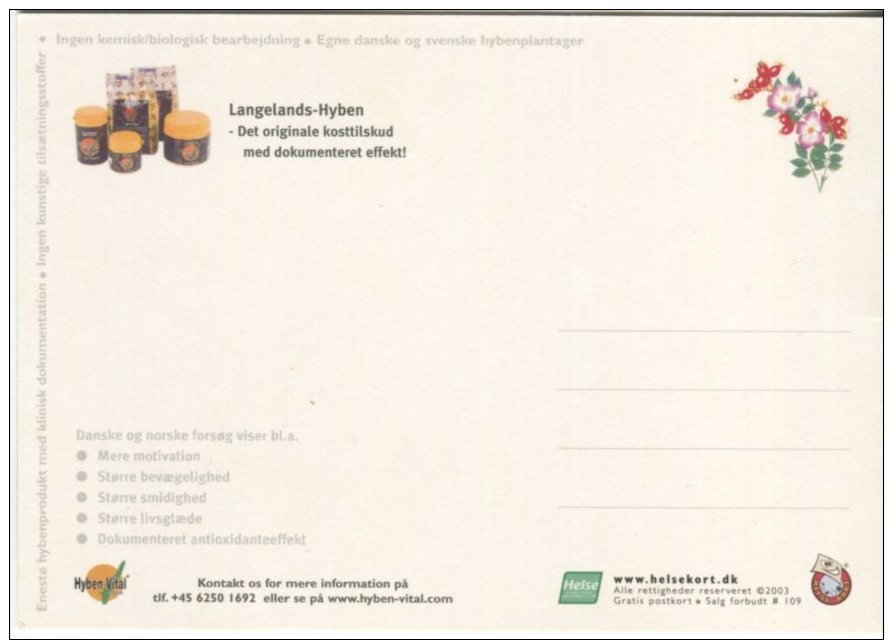 Helsekort Postcard, Langelands-Hyben (Rosehip) - Health