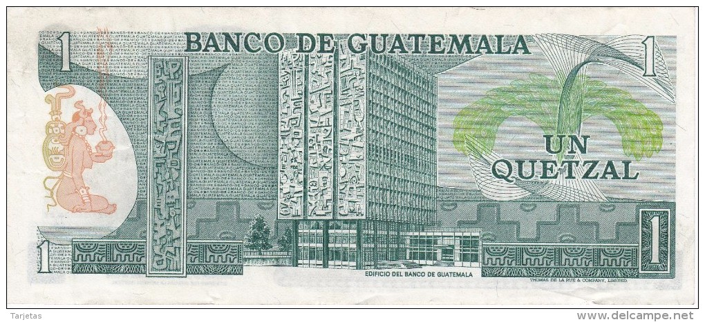 BILLETE DE GUATEMALA DE 1 QUETZAL DEL AÑO 1973 CALIDAD EBC (XF)  (BANKNOTE) - Guatemala